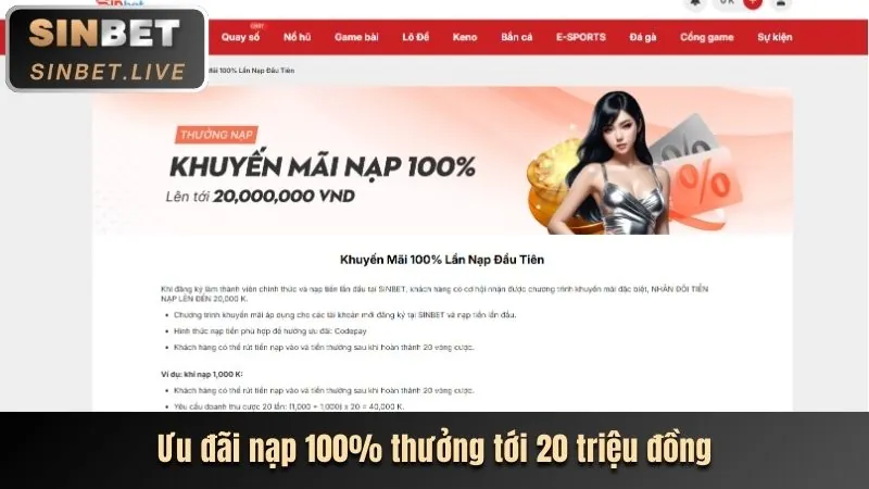 Thưởng nạp lần đầu tại vivu88